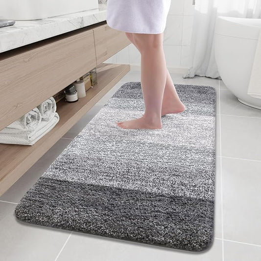 Arotive Microfiber Bathroom Rugs, Shaggy Soft and Absorbent Bath Rug, Non-Slip, Thick Plush Machine Washable Dry Bath Mats for Bathroom, Tub and Shower, 59x24, Grey
