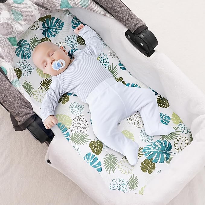 david's kids 3 Pack Bassinet Sheets, Ultra Soft Breathable Comfortable Baby Sheet Set for Boys Girls Neutral, Univeral Fit for Most Cradle and Bassinet Mattress, Leaf