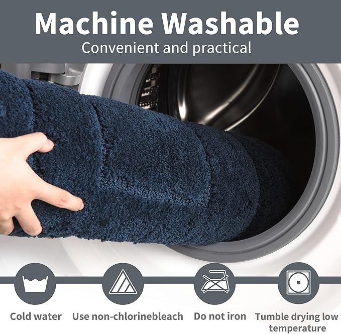 GRANNY SAYS Navy Bathroom Rugs, Bath Mats for Bathroom Non-Slip, Super Soft and Water Absorbent, Microfiber Bath Rugs Washable, Large Bath Rugs for Floor, Tub and Shower, 36" x 24"