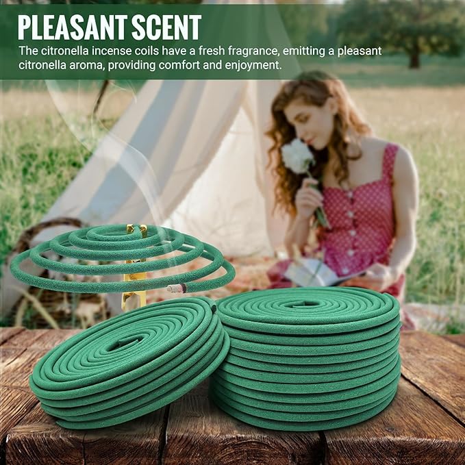 Citronella Incense coils, Made from Natural Plants, Suitable for Outdoor, Living Room, Terrace use (48 coils and Coil Holders)