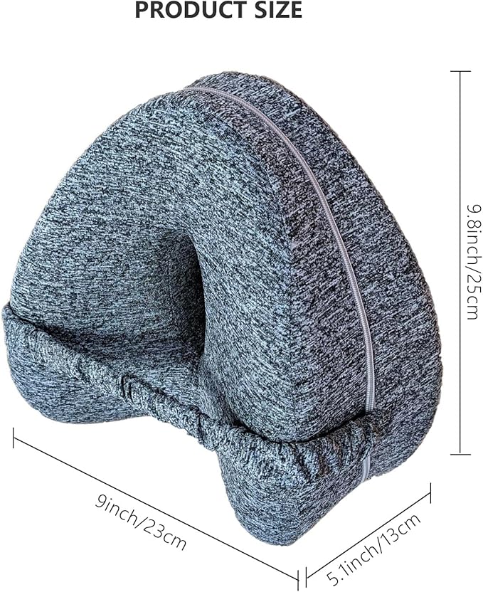 Leg & Knee Memory Foam Support Pillow for Side Sleepers,Soothing Relief for Sciatica Relieves Hip Back Pain,Removable and Washable (Grey)