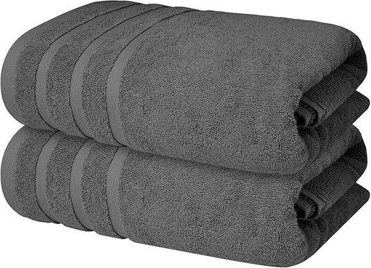 Infinitee Xclusives 100% Cotton Luxury Bath Towels (Set of 2, 27x54 Inches) – Soft, Absorbent, Quick-Drying Towels for Bathroom, Gym, Spa & Hotel |Shadow Grey|