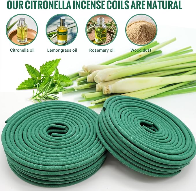 Citronella Incense coils, Made from Natural Plants, Suitable for Outdoor, Living Room, Terrace use (24 coils and 1 Coil Holders)