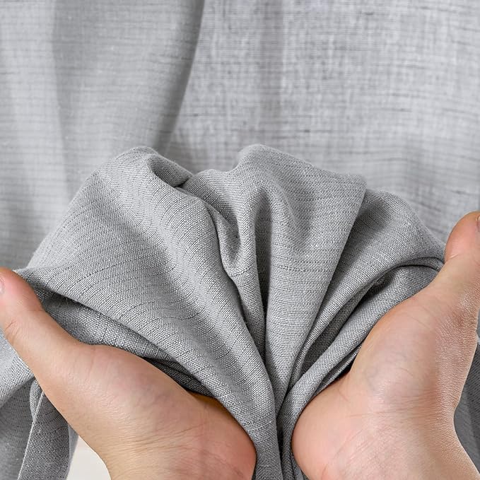 jinchan Grey Linen Blend Curtains 84 inch Length 2 Panels for Bedroom Living Room, Light Filtering 50 inch Wide Farmhouse Drapes with Rod Pocket Back Tab(50W x 84L, Grey)