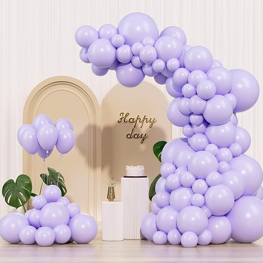 Pastel Purple Balloons 145pcs Different Sizes 18 12 10 5 Inches Light Purple Lavender Lilac Latex Balloon Garland Arch for Birthday Baby Shower Wedding Anniversary Party Decorations