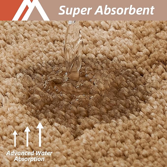 COSY HOMEER Bathroom Rugs Mat 24”x70” Absorbent Non-Slip Bath Mat, Plush Shaggy Bathroom Runner, Machine Washable Large Soft Bath Mats for Bath Floor,Tub and Shower,Beige