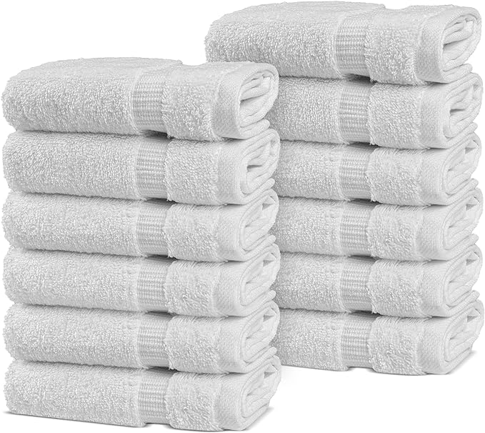 Chakir Turkish Linens | Hotel & Spa Quality 100% Cotton Premium Turkish Towels | Soft & Absorbent (12-Piece Washcloths, White)