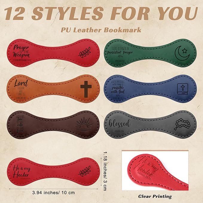 12 Pcs Father Church Gifts Christian Magnetic Bookmarks Bulk Religious Leather Clips Bible Verse Bookmarks Magnetic Page Markers Scripture Church Gifts for Book Lovers Club Readers (Vivid)