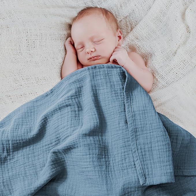 GLLQUEN BABY Muslin Swaddle Blankets, 2-Pack Neutral Receiving Blanket Swaddling for Newborn Boys and Girls, Breathable Swaddle Wrap for Infant, Baby Essentials, Registry & Gift