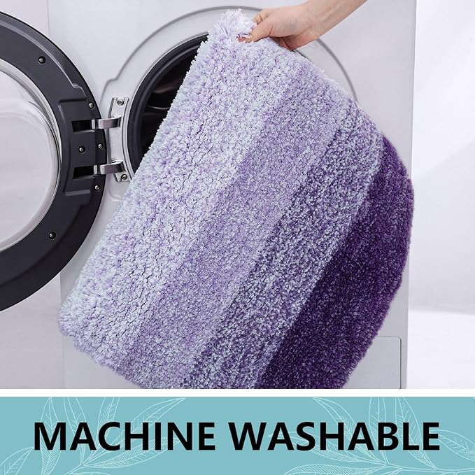 Arotive Microfiber Bathroom Rugs, Shaggy Soft and Absorbent Bath Rug, Non-Slip, Thick Plush Machine Washable Dry Bath Mats for Bathroom, Tub and Shower, 45x27, Dark Purple