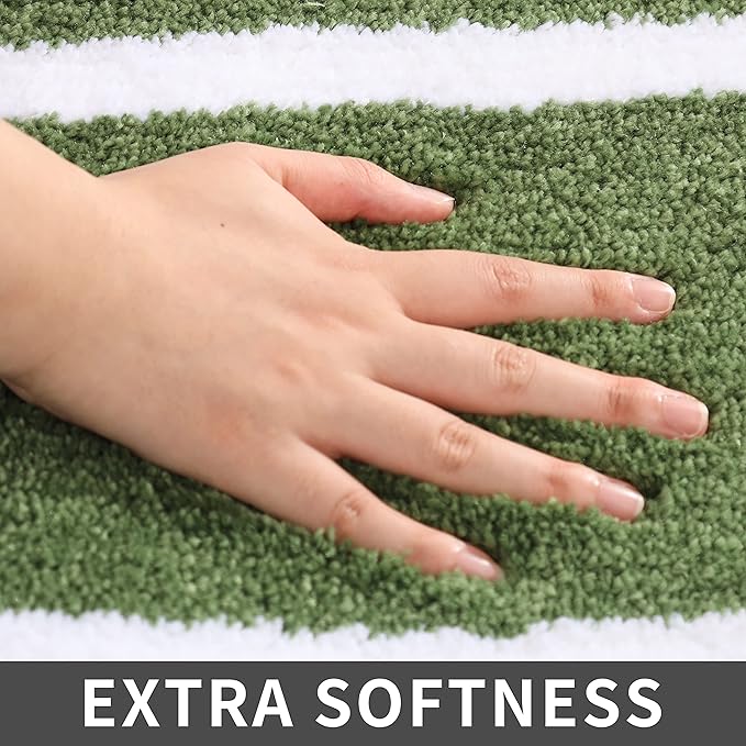 COSY HOMEER Extra Thick Bath Rugs - Anti-Slip Bath Linen Sets Mats Soft Plush 100% Strong Polyester Living Room Bathroom Water Absorbent(Green,17x27 - Inches)