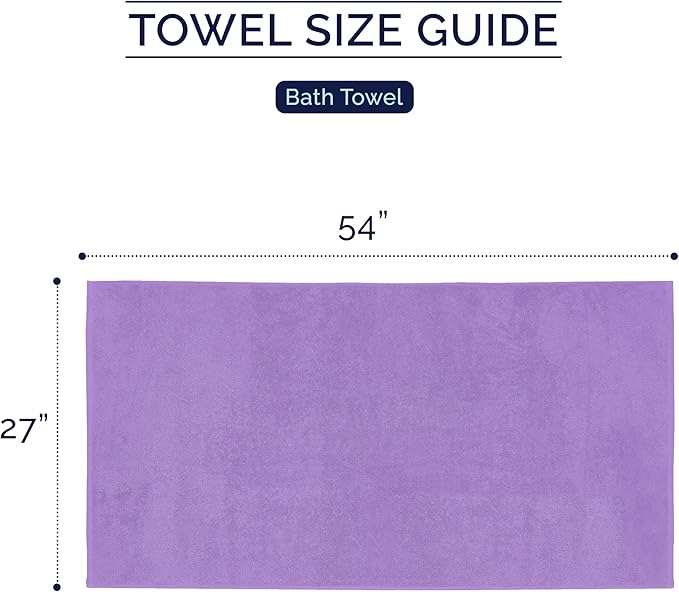 Elegant Comfort Premium Turkish Cotton 2 Pack Bath Towel Set - 27 x 54 inch, Luxurious Hotel Spa Quality 100% Turkish Cotton 2PC Bath Towel Set - Highly Absorbent - Soft Bathroom Towels, Lilac