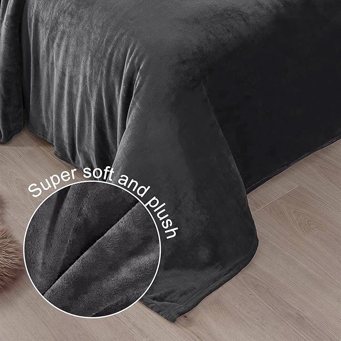Exclusivo Mezcla Fleece Blanket Twin Size for Bed, Super Soft and Warm, All Season Use, Cozy, Plush, Lightweight, 60x80 Inches Dark Grey