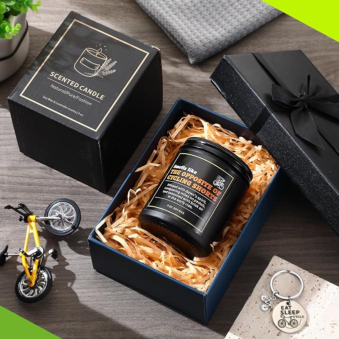 Funny Bicycle Gifts Bicycle Candle and Keychain Gifts for Men Women Set for Him and Her Ideal Gift Sport Lover Family Nurse Doctor