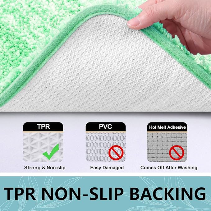 Arotive Microfiber Bathroom Rugs, Shaggy Soft and Absorbent Bath Rug, Non-Slip, Thick Plush Machine Washable Dry Bath Mats for Bathroom, Tub and Shower, 30x20, Green