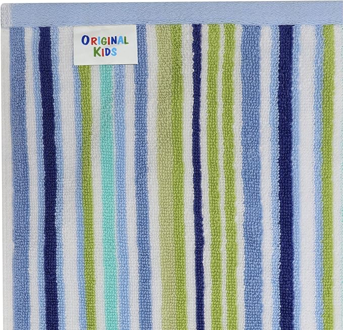 Hooded Bath Towel Wrap - 100% Cotton Terry Large Oversized Hooded Kids Towel - Toddler Shower Pool Beach Towel - Super Soft Plush Absorbent Quick Dry Easy Care Gift - 30x60 - Blue Multi