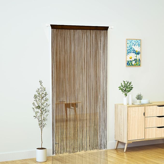Doorway String Curtain Door Curtains,Boho Hippie Hanging Patio Tassels Screen Room Decor Bedroom Wall Window Closet Kitchen Living Room Fringe Divider Panel Laundry Room(39×79in/100×200cm, Coffee)