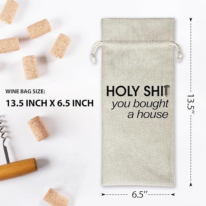 Housewarming Wine Bag - Housewarming Party Decorations - New Home Owner Gift - New House Congratulations decorations - Housewarming Party Supplies - Gift for Women Men - Realtor Gift - HiMo199