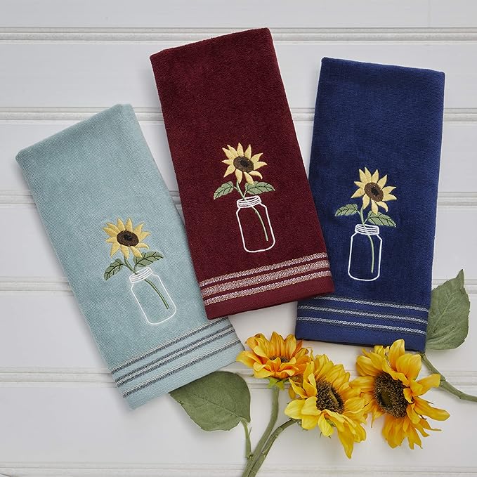 SKL Home by Saturday Knight Ltd. Sunflower In Jar 2 Pc Hand Towel Set, Wine
