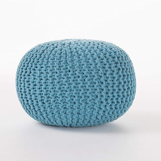 Moro Fabric Pouf, Aqua