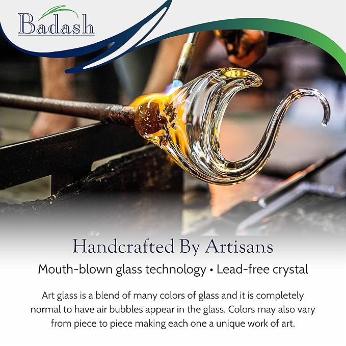 Badash Mini Rainbow Murano-Style Glass Sculpture - 6" Tall Mouth-Blown Art on Crystal Base - Contemporary Home Decor Accent Piece
