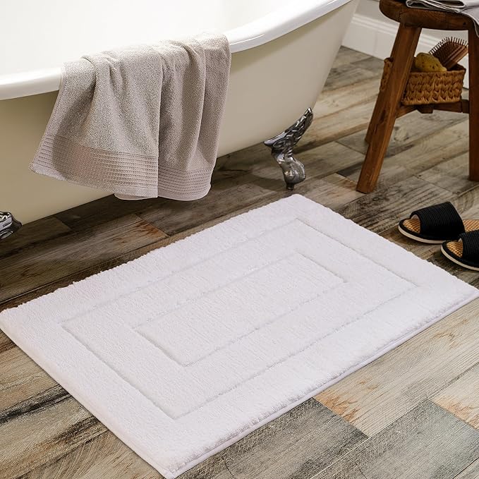 GRANNY SAYS White Bathroom Rug Mat, Bath Mats for Bathroom Non-Slip, 24" x 36", Super Soft and Water Absorbent, Microfiber Bath Rugs, Machine Wash Dry, Large Bath Rugs for Floor