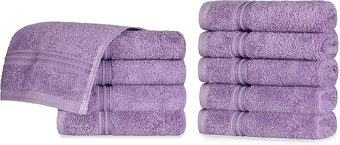 Superior Egyptian Cotton 10-Piece Face Towel Set , Small Towels For Facial, Spa, Quick Dry, Absorbent Towels, Bathroom Accessories, Guest Bath, Home Essentials, Washcloth, Airbnb, Royal Purple