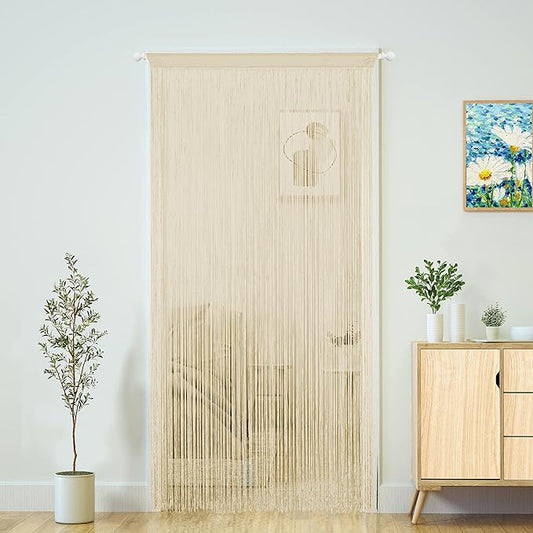Doorways String Curtain Door Curtains,Bedroom Decor Kitchen Closet Living Room Laundry Fringe Hallway Tassel Screen Divider Boho Hippie Hanging for Wedding Party (39x110 inch/100×280cm,MidChampagne)