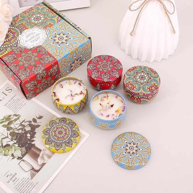 Naimo 4 Pack Scented Candles Long Lasting Soy Wax Aromatherapy Candle for Home Bath Spa Yoga Birthday Gift Set