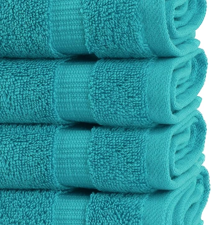 Chakir Turkish Linens | Hotel & Spa Quality 100% Cotton Premium Turkish Towels | Soft & Absorbent (4-Piece Washcloths, Aqua)