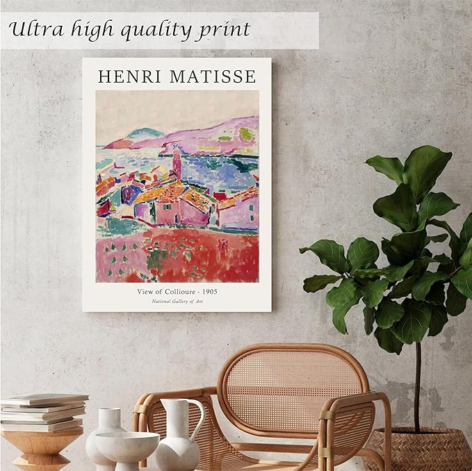 Induslyfe Large Framed Retro Vintage Wall Art Canvas Decor Set of 3, Matisse Wall Art Prints Poster Modern Art, Sage Green Aesthetic Floral Botanical wall art, bedroom living room bathroom 18x24