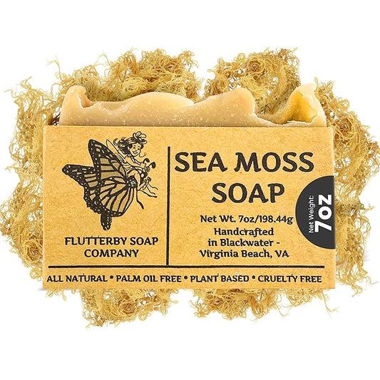 Handmade All Natural Organic Sea Moss Soap | 7oz LARGE Bar | Palm Oil Free | Plant Based | Cruelty Free | Amazing Results!