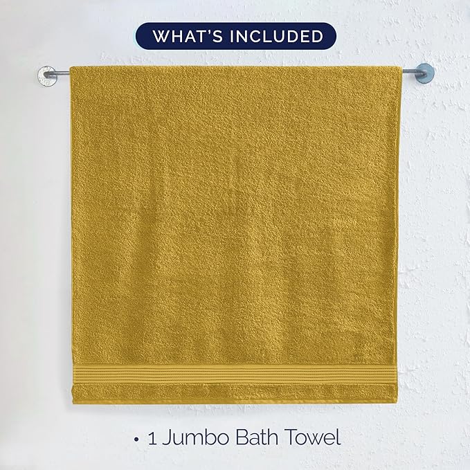 Elegant Comfort Premium Turkish Cotton 1 Piece Jumbo Bath Towel - 35 x 70 inch, Luxurious Hotel Spa Quality 100% Turkish Cotton Large Bath Towel - Highly Absorbent - Soft Bathroom Towel, Gold