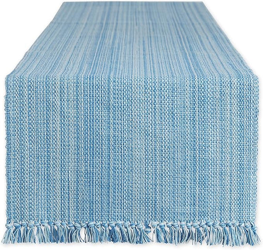 DII Variegated Tabletop Collection, Table Runner, 13x72, Light Blue