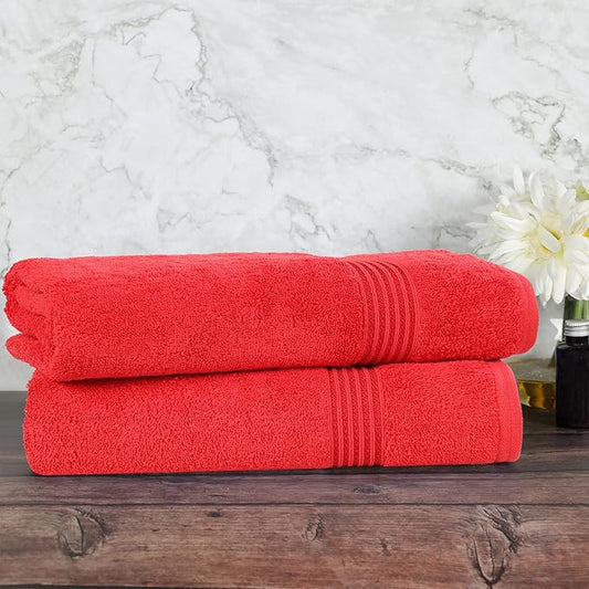 Superior Egyptian Cotton Bath Sheet Set, Oversized Towels for Home Bathroom, Master, Guest Bath, Decor Essentials, Quick Dry, Absorbent, Large Body Towel, Spa, Hotel, Resort, Set of 2, Red