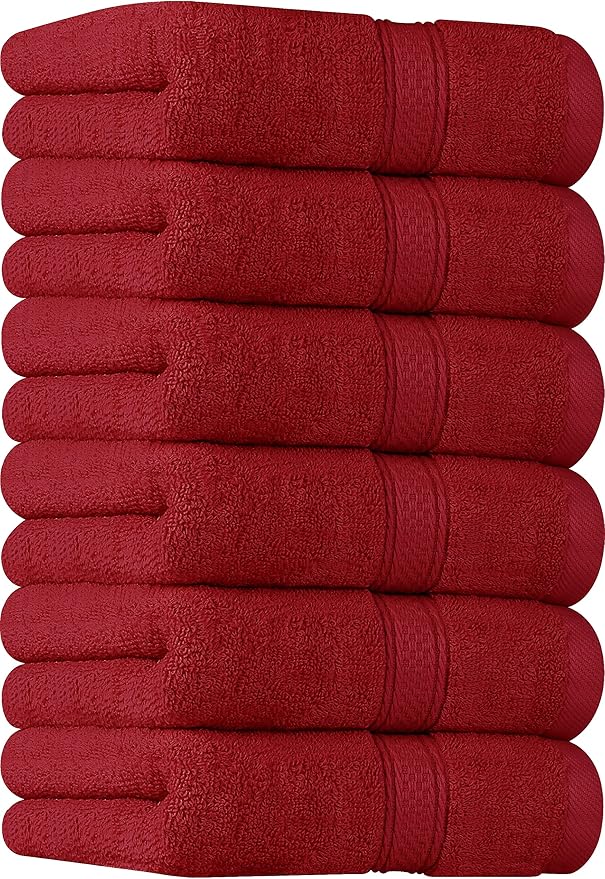 Utopia Towels 6 Pack Premium Hand Towels Set, 16 by 28 inches, 100% Ring Spun Cotton, Ultra Soft and Highly Absorbent 600GSM Towels for Bathroom, Gym, Shower, Hotel, and Spa, Red