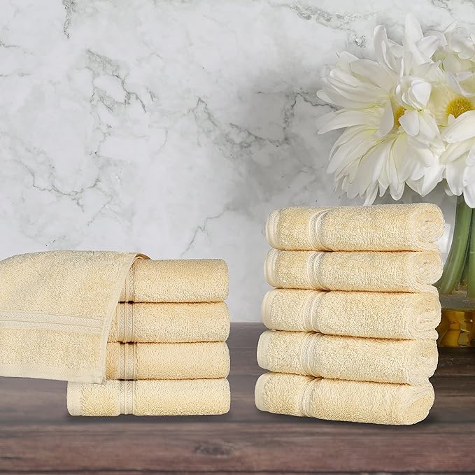 Superior Egyptian Cotton 10-Piece Face Towel Set , Small Towels For Facial, Spa, Quick Dry, Absorbent Towels, Bathroom Accessories, Guest Bath, Home Essentials, Washcloth, Airbnb, Canary