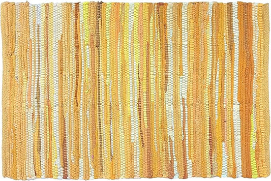 Rug Area Rugs Cotton Mustard 24x36 Inches Multicolour Chindi for Livingroom Washable RagRug Reversible Farmhouse Kitchen RunnerRug Carpet Area Runner Mat for Hallway, Entryway