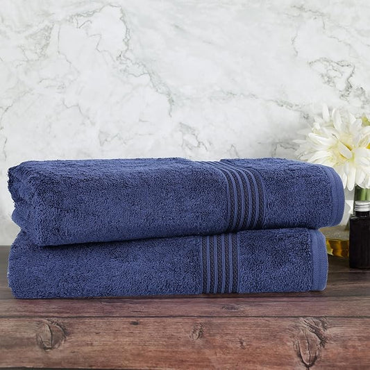 Superior Egyptian Cotton Bath Sheet Set, Oversized Towels for Home Bathroom, Master, Guest Bath, Decor Essentials, Quick Dry, Absorbent, Large Body Towel, Spa, Hotel, Resort, Set of 2, Navy Blue