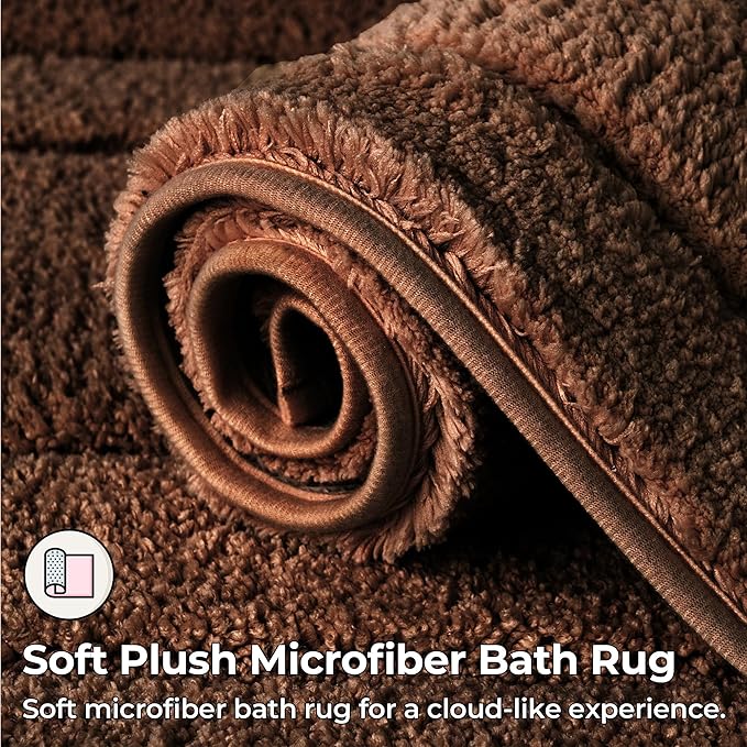 GRANNY SAYS Bathroom Rugs Non Slip 24" x 48", Bath Mats for Bathroom, Super Soft and Water Absorbent, Microfiber Washable Bath Rugs for Floor, Tub and Shower, Brown