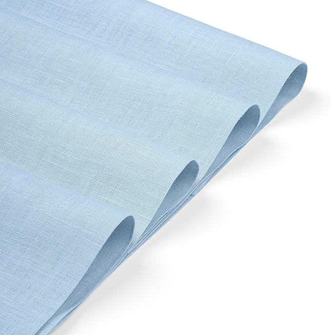 D'Moksha Homes Linen Placemats 14 x 19 Inch - Powder Blue Placemats Set of 4-100% Pure Linen Table Place Mats for Summer - Handcrafted and Machine Washable