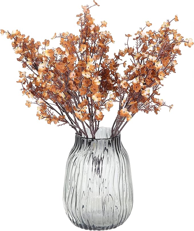 JAKY-Global Babys Breath Silk Artificial Flowers 6 Bundle Fake Plants Fall Stems Decorations for Home,Farmhouse Decor Bouquets DIY Garden (Dark Brown White 6pcs)