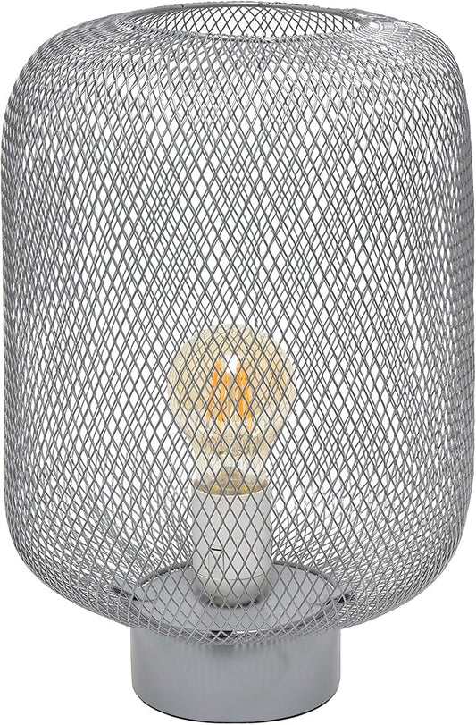 Simple Designs LT1072-GRY Metal Mesh Industrial Table Lamp, Gray