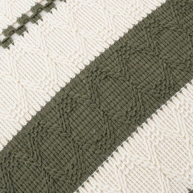 Fancy Homi Set of 2 Boho Olive Green Decorative Throw Pillow Cover 22x22 Inch for Couch Bed Sofa, Aesthetic Modern Organic Farmhouse Home Decor, Soft Cotton Cute Accent Macrame Woven Cushion Case