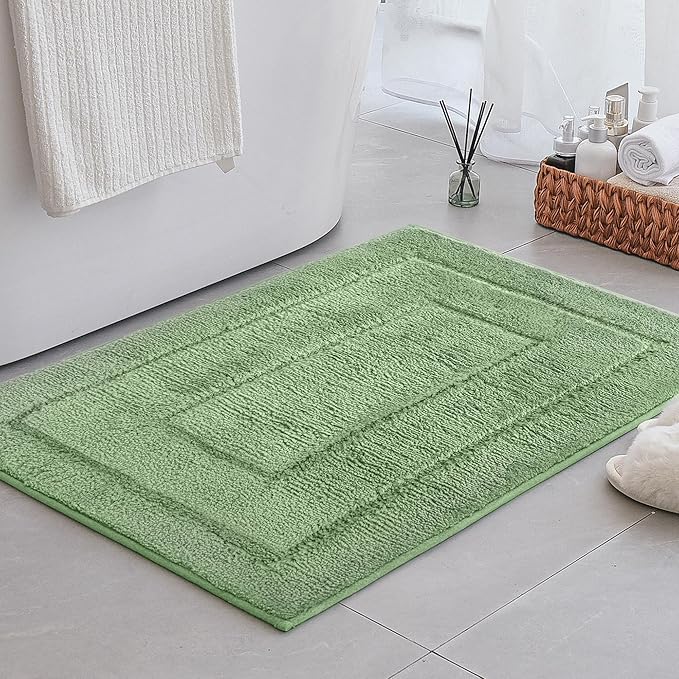 GRANNY SAYS Sage Green Bathroom Rugs Non Slip, 24" x 36", Large Bathroom Rugs Washable, Bath Rugs for Floor, Bath Mats for Floor, Microfiber Bath Mat for Tub, Absorbent Shower Rug