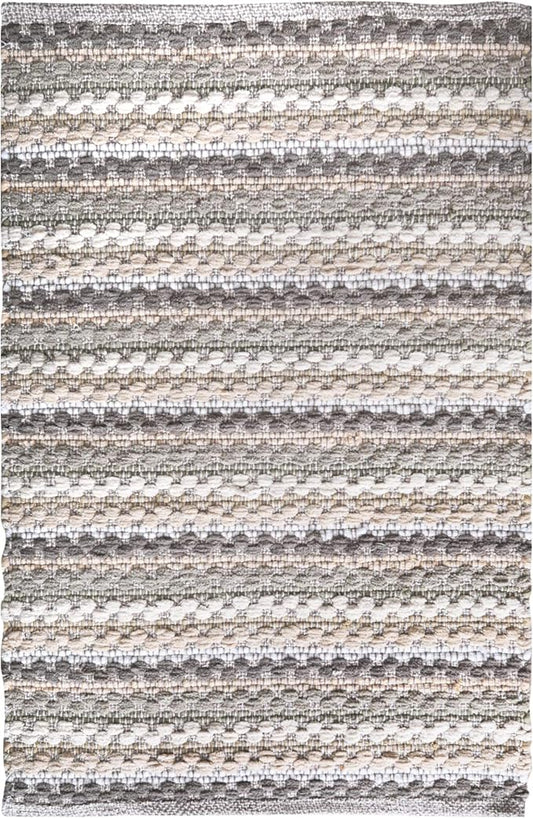 Chenille Bath Mat Rug 24x36 inch- 100% Cotton Soft Absorbent and Machine Washable Shower Bath Rug - Linen Combo