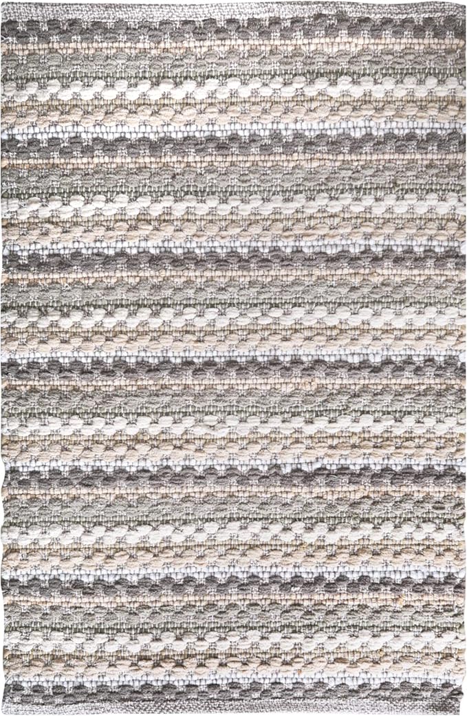 Chenille Bath Mat Rug 24x36 inch- 100% Cotton Soft Absorbent and Machine Washable Shower Bath Rug - Linen Combo