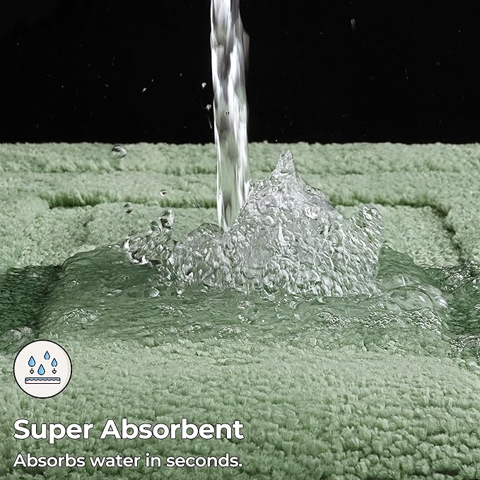 GRANNY SAYS Sage Green Bathroom Rugs Non Slip, 48" x 24", Small Bathroom Rugs Washable，Bath Mats for Floor, Microfiber Bath Mat for Tub, Absorbent Shower Rug