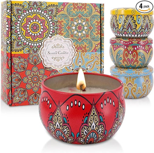 Naimo 4 Pack Scented Candles Long Lasting Soy Wax Aromatherapy Candle for Home Bath Spa Yoga Birthday Gift Set