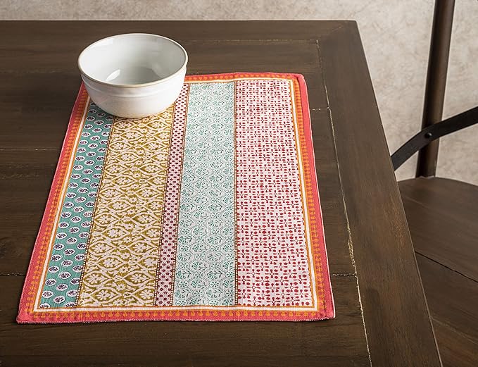 Maison d' Hermine Placemats Set of 4 100% Cotton Washable Cloth Place Mats, Reusable Table Mats for Kitchen Dining Decoration, Party, Wedding, Restaurant Spring/Summer (Provence, 13" x 19")